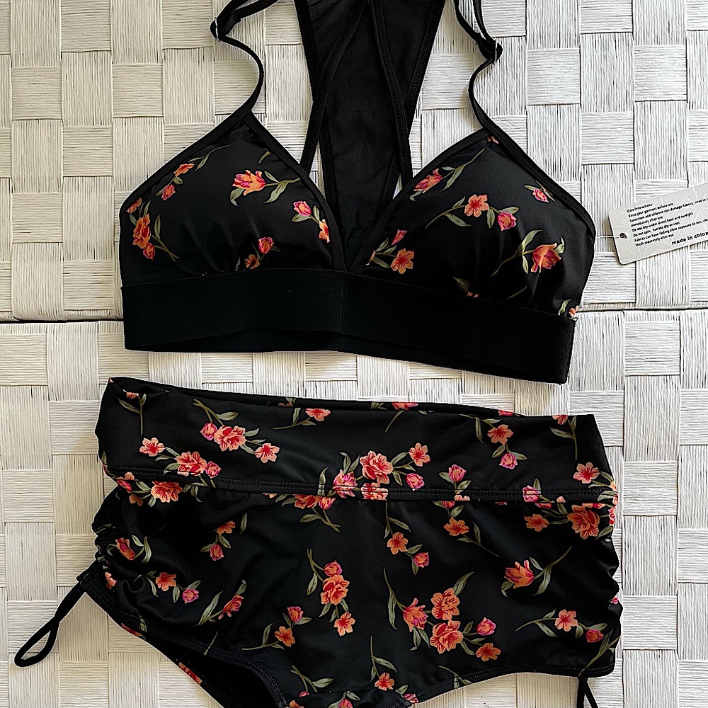 Black two piece swimsuit